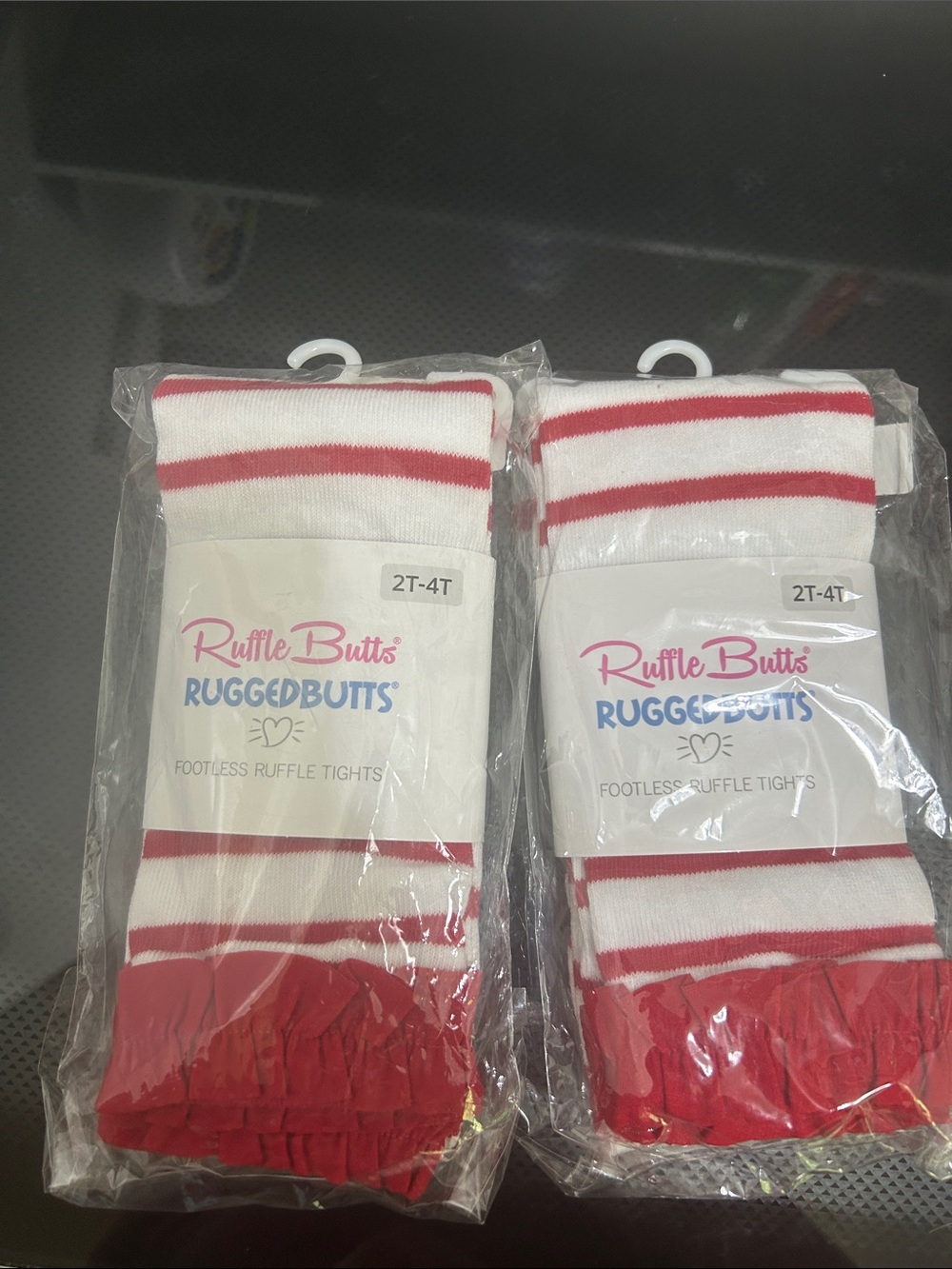 Twin girl matching identical set footless ruffle tights size 2t-4t new stripes